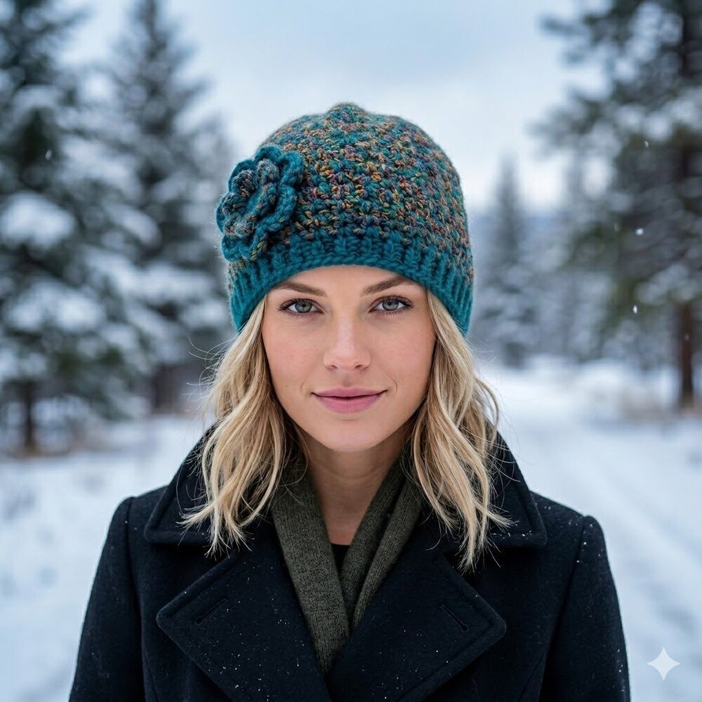 Crochet Beanie with Flower